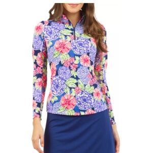 Ibkul long sleeve 1/4 zip mock neck Larisa navy golf top size XXL